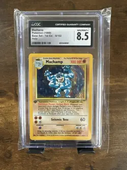 Pokemon Machamp Holo Base Set 1st Edition CGC 8.5 8/102 Holo Rare 1999 - Image 1