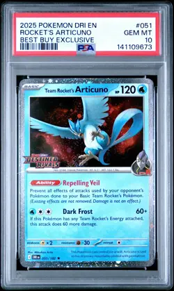2025 POKEMON DRI EN-DESTINED RIVALS #051 TEAM ROCKET'S ARTICUNO PSA 10 - Image 1
