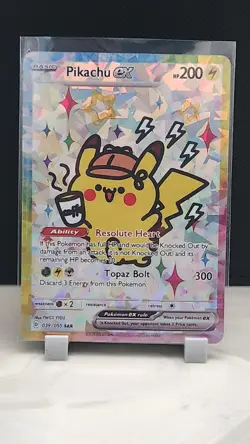 Pokemon Cracked Ice Holo Rainbow Boarder Cute Anime Pikachu EX Card - Image 1
