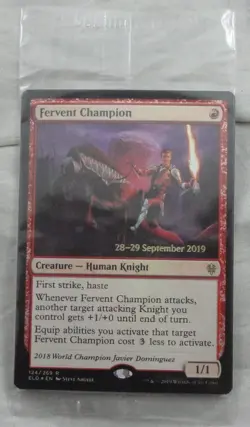 Fervent Champion Prerelease Foil Card Rare Magic The Gathering (ELD) - Image 1