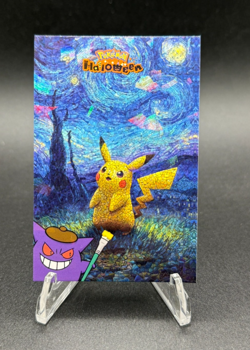Gengar Pikachu Painting Holo Card - Halloween Card Database - Pokemon Van Gogh - Image 1