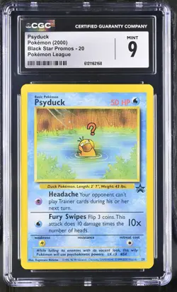 CGC 9 MINT Psyduck 2000 Black Star Promos 20 Pokemon League Pokemon Card - Image 1