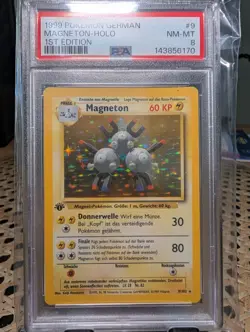 1999 Pokemon German 1st Edition Magneton Holo #9 Insert PSA 8 - Image 1