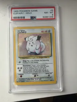 Pokemon TCG 1999 Clefairy Base Set Holo Rare PSA 8 5/102 English - Image 1