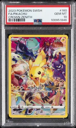 2023 POKEMON SWORD & SHIELD CROWN ZENITH #160 FULL ART/PIKACHU PSA 10 - Image 1
