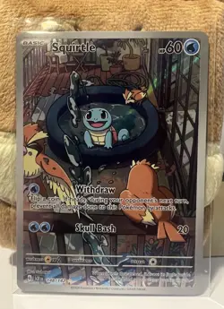 Pokemon TCG Squirtle Stellar Crown Illustration Card 148/142 - Image 1
