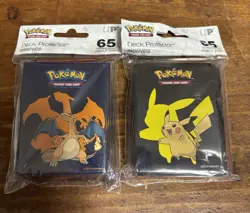 Lot of 4 ULTRA PRO POKEMON Card Sleeves- 2x PIKACHU & 2x Charizard Pack-65ct New - Image 1