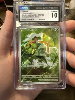 Pokemon Caterpie 172/165 Scarlet & Violet 151 Holo Illustration Rare Card CGC 10 - Image 1