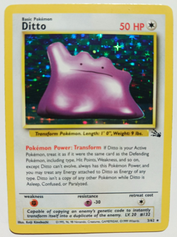 Ditto Pokemon Card Holo WOTC 3/62 Fossil Set Rare Vintage 1999 Original LP - Image 1