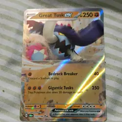 Great Tusk ex 123/198 SV01 Scarlet & Violet Double Rare Holo Foil Pokemon Card - Image 1