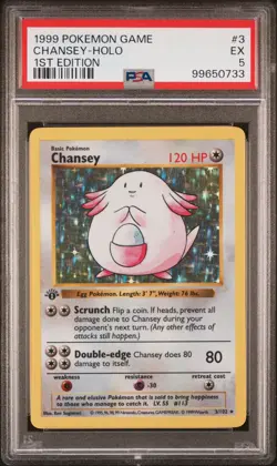 1999 POKEMON BASE SET 1ST EDITION #3 CHANSEY-HOLO PSA 5 - Image 1