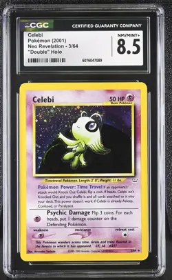 CGC 8.5 Celebi 2001 Neo Revelation 3/64 "Double" Holo SWIRL Pokemon Card - Image 1