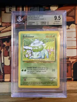 BGS 9.5 Pokemon TCG Bulbasaur 1999 Base Set, Unlimited Common Card 44/102 - Image 1
