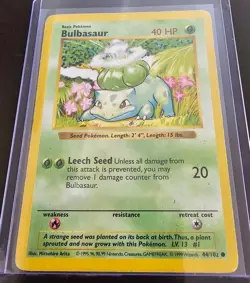 Pokemon TCG Bulbasaur Shadowless Base Set 44/102 Moderately Played - Image 1