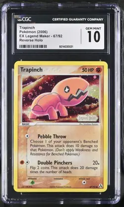 Pokemon Trapinch 67/92 Reverse Holo EX Legend Maker - CGC 10 - Image 1