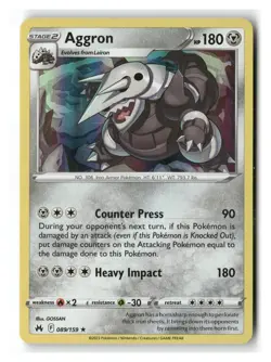 Aggron 089/159 Holo Rare Crown Zenith Pokemon Near Mint - Image 1