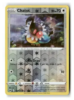 Chatot 112/159 Common Crown Zenith Pokemon Reverse Holo Near Mint - Image 1