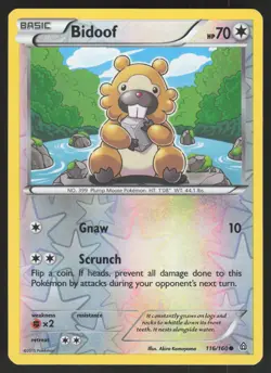 Bidoof 116/160 Reverse Holo Pokemon TCG XY - Primal Clash LP - Image 1