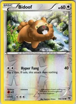Bidoof 106/146 XY Base Set Pokemon TCG LP - Image 1