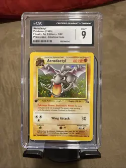Pokemon Aerodactyl Prerelease 01/62 WOTC Promo Holo 1st Edition Cosmos CGC 9 MT - Image 1