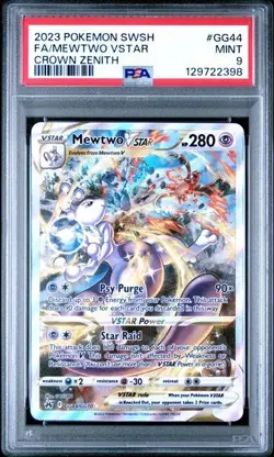 2023 POKEMON SWORD & SHIELD CROWN ZENITH #GG44 FULL ART/MEWTWO VSTAR PSA 9 - Image 1