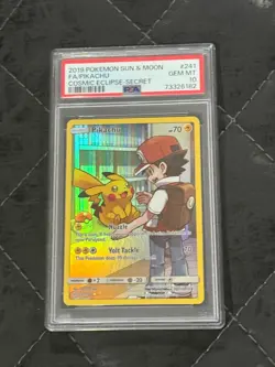2019 Pokemon Sun & Moon Cosmic Eclipse Secret Full Art Pikachu #241/236 PSA 10 - Image 1