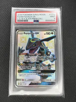 2018 Pokemon S&M Hidden Fates Premium Collection Promo Rayquaza GX #177a PSA 9 - Image 1