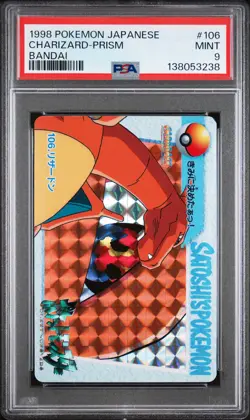 1998 POKEMON JPN BANDAI CARDDASS VENDING #106 CHARIZARD-PRISM PSA 9 - Image 1