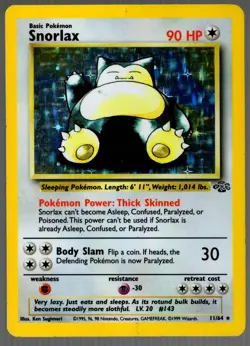 Pokemon Snorlax Jungle Holo Rare 11/64 Unlimited 1999 English-DMG - Image 1