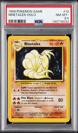 1999 POKEMON BASE SET UNLIMITED #12 NINETALES-HOLO PSA 8.5 - Image 1
