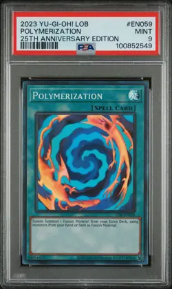 Yu-Gi-Oh! PSA 9 Polymerization LOB-EN059 Legend of Blue Eyes White Dragon 25th - Image 1