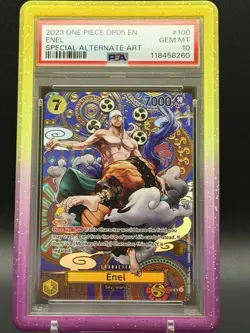 One Piece Enel OP05-100 Super Rare Alternate Art Awakening New Era Foil PSA 10 - Image 1