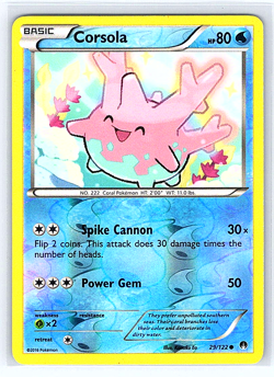 Corsola [Reverse Holo] 29/122 Breakpoint LP Pokemon Card - Image 1