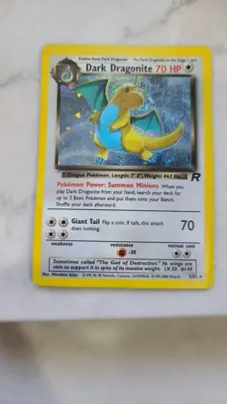 Pokemon 2000 WOTC Team Rocket Dark Dragonite Holo Card 5/82 - Image 1