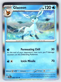 Glaceon 025/131 2025 Prismatic Evolutions Pokemon Card TCG Holo Rare - Nm - Image 1