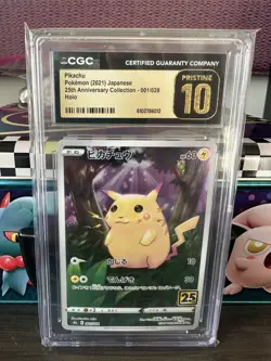 ⚡⚡ CGC 10 Pristine Pikachu 001/028 25th Anniversary 2021 Pokemon Card Japanese - Image 1