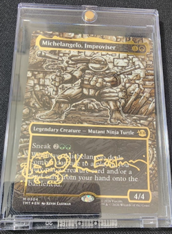 2026 Magic MTG TMNT Michelangelo, Improviser Borderless Gold Foil Signature - Image 3