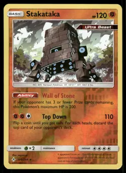 Pokemon Cards Stakataka 106/214 Reverse Holo Unbroken Bonds Holo Rare NM - Image 1
