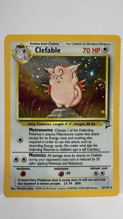 Clefable Base Set 2 5/130 Holo Rare 70 HP Stage 1 Pokemon Card - Image 2