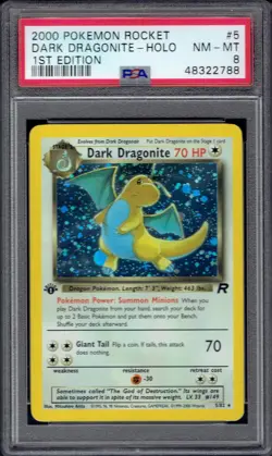 2000 Pokemon Dark Dragonite Holo 1st Edition 5/82 PSA 8 (Team Rocket) - Image 1