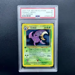 Pokemon Crobat Neo Revelation 1st Edition Holo Rare 4/64 PSA 10 Gem Mint - Image 1