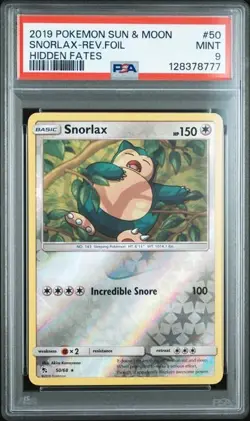 Snorlax - 50/68 - Reverse Holo - Hidden Fates - PSA 9 - Pokemon TCG - Image 1