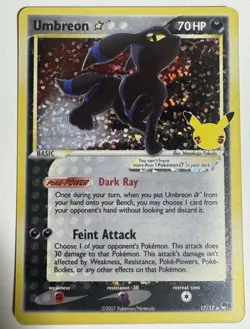 Pokemon Celebrations Umbreon Gold Star 17/17 Classic Collection NM Free Shipping - Image 1