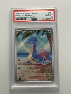 2025 Pokemon Destined Rivals Misty’s Lapras #194 Illustration Rare PSA 8 Mint - Image 1