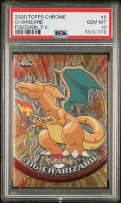 2000 TOPPS CHROME POKEMON T.V. #6 CHARIZARD PSA 10 - Image 1