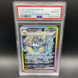 2025 Pokemon Prismatic Evolutions Vaporeon Ex 149/131 SIR PSA 10 English Mint - Image 1
