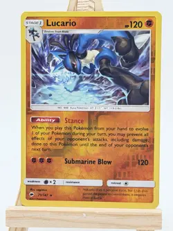 Pokemon Lucario 71/147 2017 Rare SUM Burning Shadows Pokemon TCG Rev Holo - Image 1