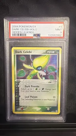 2004 POKEMON EX HIDDEN LEGENDS #4 DARK CELEBI-HOLO PSA 9 - Image 1