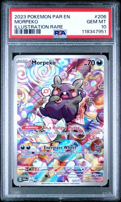2023 POKEMON PAR EN-PARADOX RIFT ILLUSTRATION RARE #206 MORPEKO PSA 10 - Image 1