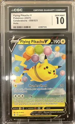 2021 POKEMON CELEBRATIONS 006 FLYING PIKACHU V- Holo GEM MT 10 - Image 1